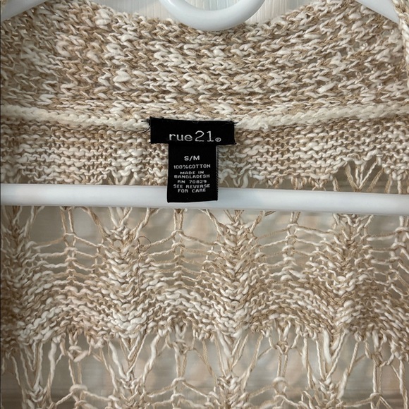 Boho Fringe Knit Kimono Cardigan Cream Open Knit Festival Beach Cover Up - Picture 5 of 8